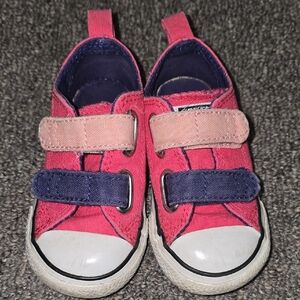 Converse Pink and Blue Sneakers with Velcro Straps